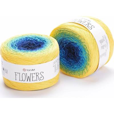 Yarn Art příze Flowers 304 modrá, zelená, žlutá