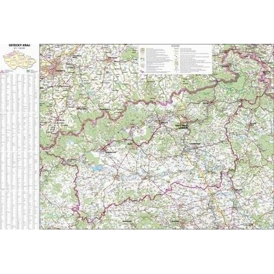 Nástěnná mapa Ústecký kraj 1:130 000 150 x 97 cm