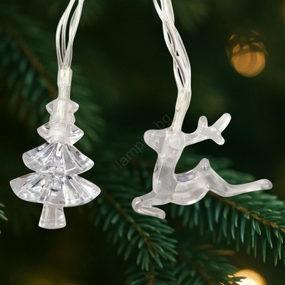 Baterie Centrum LED външен коледен гирлянд 20xLED/2xAA, 2, 2 m, IP44, многоцветен с елхички и елени (BC0791)