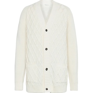 KnowledgeCotton Apparel Мъжко вълнено яке KnowledgeCotton Apparel Cotton Diamond Cardigan Knit Wool jacket - Egret - размер S (005-6706-0111)