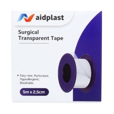 Aidplast Náplasť na cievke transparentná 5 m x 2,5 cm