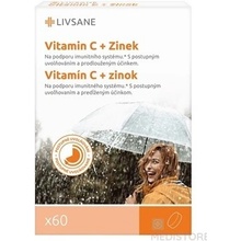 Livsane Vitamín C + Zinok s postupným uvoľňovaním 60 tabliet