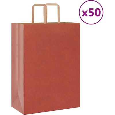 vidaXL Хартиени торбички 50 бр с дръжки червени 32x17x44 см (4101972)