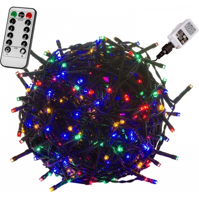 Goleto Vánoční LED osvětlení 20 m barevné 200 LED zelený kabel