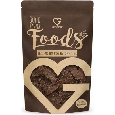 Goodie Grass-fed sušené hovězí maso Jerky černý pepř 50 g