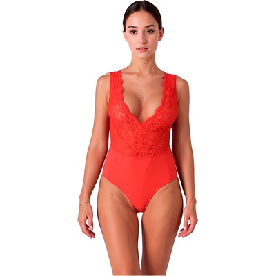 Елегантно дамско боди, дантела и открит гръб - Evalie Body Red S/M (D-244587)