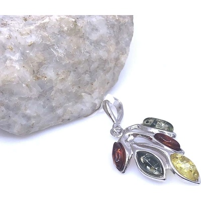 Jan Kos jewellery Stříbrný přívěsek s jantarem 12125457