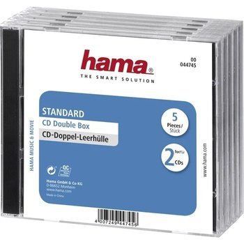 Hama Кутия за CD/DVD HAMA Double Jewel Case black, 5бр (HAMA-44745)