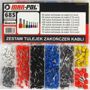 Mar-Pol Комплект изолирани кръгли конектори 685 бр 14165 (m66526)
