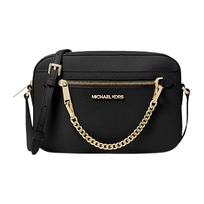 Michael Kors dámská kožená kabelka crossbody Jet Set s řetízkem černá