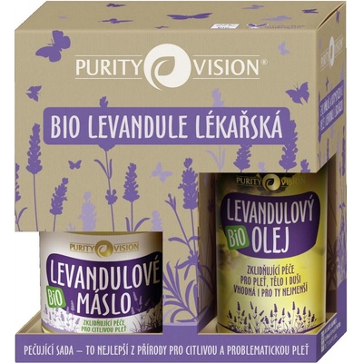 Purity Vision Lavender zklidňující olej s levandulí 100 ml + máslo s levandulí 120 ml dárková sada – Zboží Mobilmania