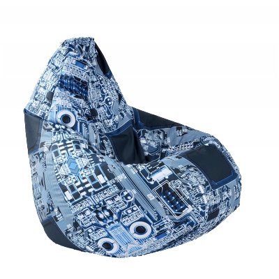 Pufrelax Калъф за пуф круша, 220л. , Nirvana Hobbit - Motherboard, (Не съдържа пълнеж), водоустойчив, принт