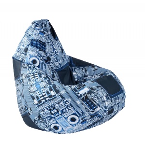 Pufrelax Калъф за пуф круша, 220л. , Nirvana Hobbit - Motherboard, (Не съдържа пълнеж), водоустойчив, принт