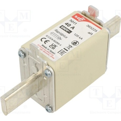 DF ELECTRIC 365225 Pojistka: tavná; 40A; 690VAC; 550VDC; aR; keramická; NH1