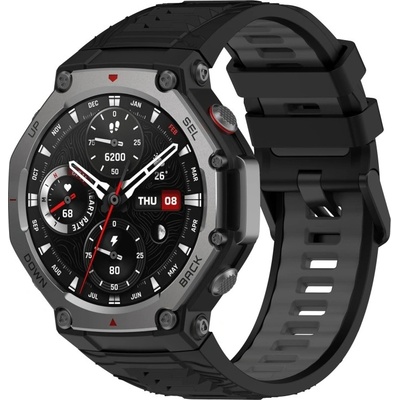 PROTEMIO 96240 SPORTY Vyměnitelný silikonový řemínek Amazfit T-Rex 3BLACK GRAY