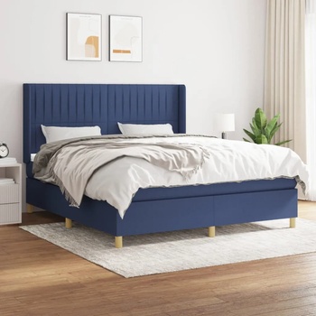 vidaXL Боксспринг легло с матрак, синьо, 160x200 см, плат (3132167)