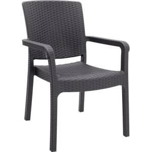 TopMebel Полипропиленов стол с ратан в кафяв цвят 56x60x86, 5cm