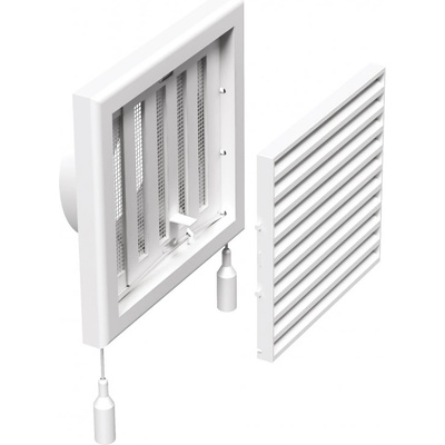 Dalap Бяла вентилационна PVC решетка с механични жалузи 186x186 мм и фланец Ø 150 мм (8506)