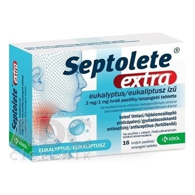 Septolete extra eukalyptus 3 mg/1 mg tvrdé pastilky pas.ord.16 x 3 mg/1 mg