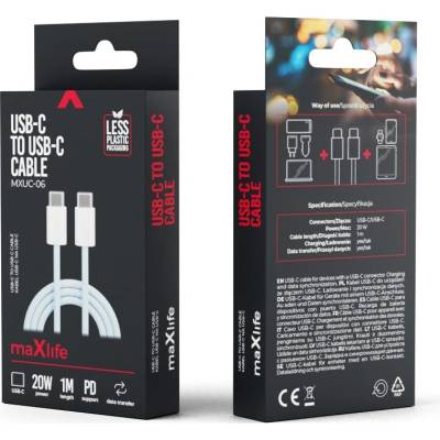 Maxlife MXUC-06 nylonový USB-C - USB-C 1m, modrý