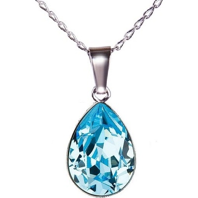 Swarovski Elements Pear stříbrný (přívěsek + řetízek) modrá slzička, kapka 34252.3 Aquamarine modrá