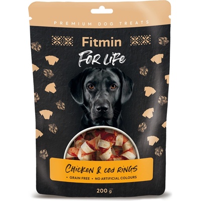 Dibaq Fitmin For Life Лакомство за кучета с пилешки месни кубчета от треска 200 g