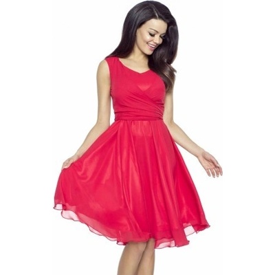 Kartes dámské šifonové šaty KM227-1 červená