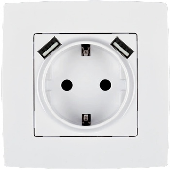 ELMARK City КОНТАКТ ШУКО С ВИНТОВА КЛЕМА+2xusb БЯЛ (190062)