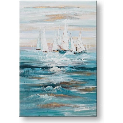 Maľovaný obraz na stenu LOĎKY 90x60 cm - 90×60 cm / Klasický 2 cm