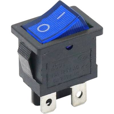 Kolískový vypínač obdĺžnikový s podsvietením, KCD1 4-pin, 250V/6A Modrá