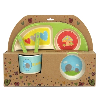Horecano Eco-friendly-Детски сервиз за хранене 5 части със заоблена четирисекционна чиния "СЛОНЧЕ" (tj-ims029) (0107101)