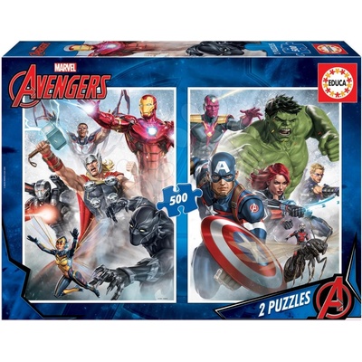 Educa EDU17994 Marvel Mania + Fix lepidlo 2 x 500 dílků