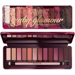 Eveline Cosmetics Ruby Glamour Палитра сенки за очи 12 цвята