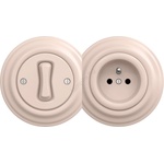 Kliklap - Ретро еднополюсен ключ № 1 и розетка 230 V с рамка в приглушено розово (KA0120D)