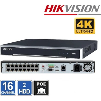 Hikvision Мрежов рекордер hikvision - ds-7616ni-k2/16p - 8mp, nvr 16 Канален (ds-7616ni-k2/16p)