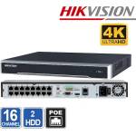 Hikvision Мрежов рекордер hikvision - ds-7616ni-k2/16p - 8mp, nvr 16 Канален (ds-7616ni-k2/16p)