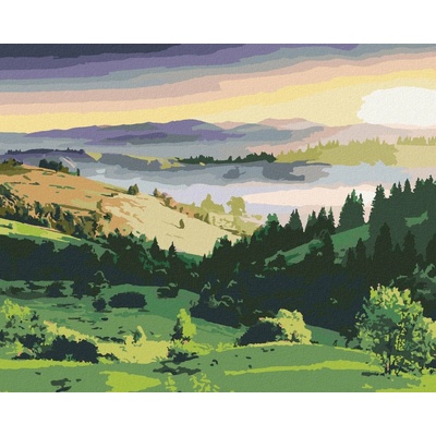 Zuty Malování Podle Čísel Krajina Kopce A Stromy 80 x 100 cm Plátno Rám