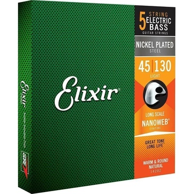 Elixir 14202 NanoWeb Light 45-130 Струни за 5-струнна бас китара