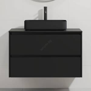 Bath Deluxe Шкаф за баня с мивка TRONDHEIM/LJORDAL 90x57x46 см, черен (SETBT0151E)