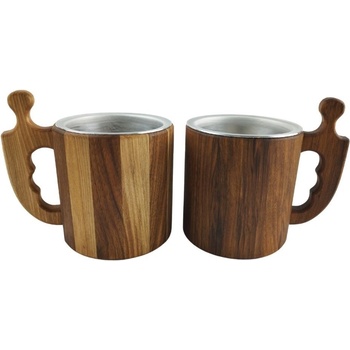 Дървена халба за бира с алуминиева вложка (6460)