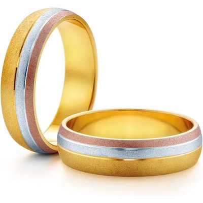 SAVICKI Сватбени халки: трицветно злато, полукръгъл профил. 5 мм