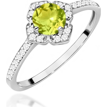 Blink Blink Prsteň z bieleho zlata s Olivínom a diamantami 2330BOlB
