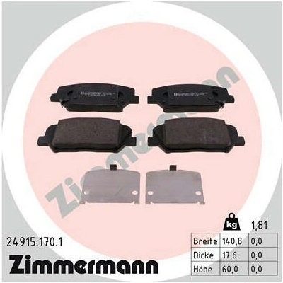 Sada brzdových destiček, kotoučová brzda ZIMMERMANN 24915.170.1