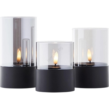 Brilliant - комплект от 3 LED свещи BOUGIE LED/2xAA IP44 черни/опушени (BI0293)