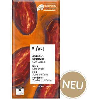 Vivani hořká s datlemi 60 % Bio 80 g