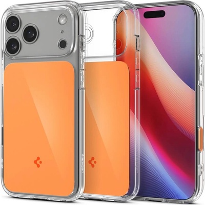 Spigen Хибриден кейс с висока степен на защита с MagSafe за iPhone 17 Pro - Spigen Ultra Hybrid T MagSafe Case (прозрачен-оранжев) (ACS10477)