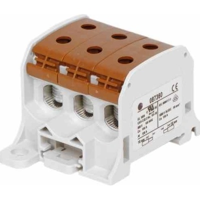 Eleman Svorka univerzální RKA 50 1/6 L B, 150A, 1pól. (6x vstup), AL/CU, hnědá, na DIN/na panel