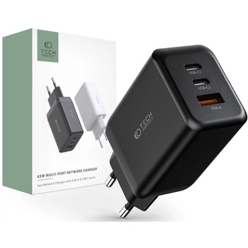 Tech-Protect C65W-2 2x USB-C + 1x USB-A Black (9490713934524)