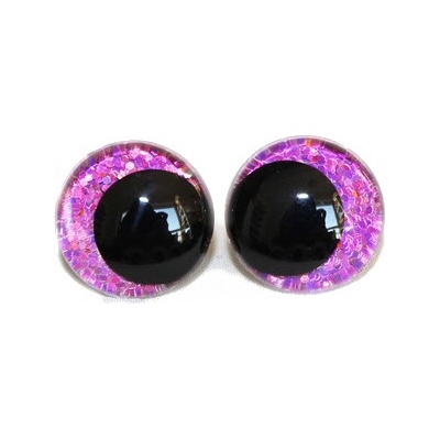 Oči bezpečnostní třpytivé šilhavé - 14mm, fialová