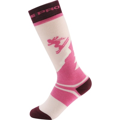 ALPINE PRO SKYRO DĚTSKÉ LYŽAŘSKÉ PODKOLENKY Z MERINO WOOL RŮŽOVÁ